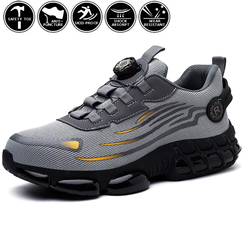 Indestructible Steel Toe Work Shoes for Men Women Rotating Button Safety Shoes Lightweight Construction Work Safety Shoes